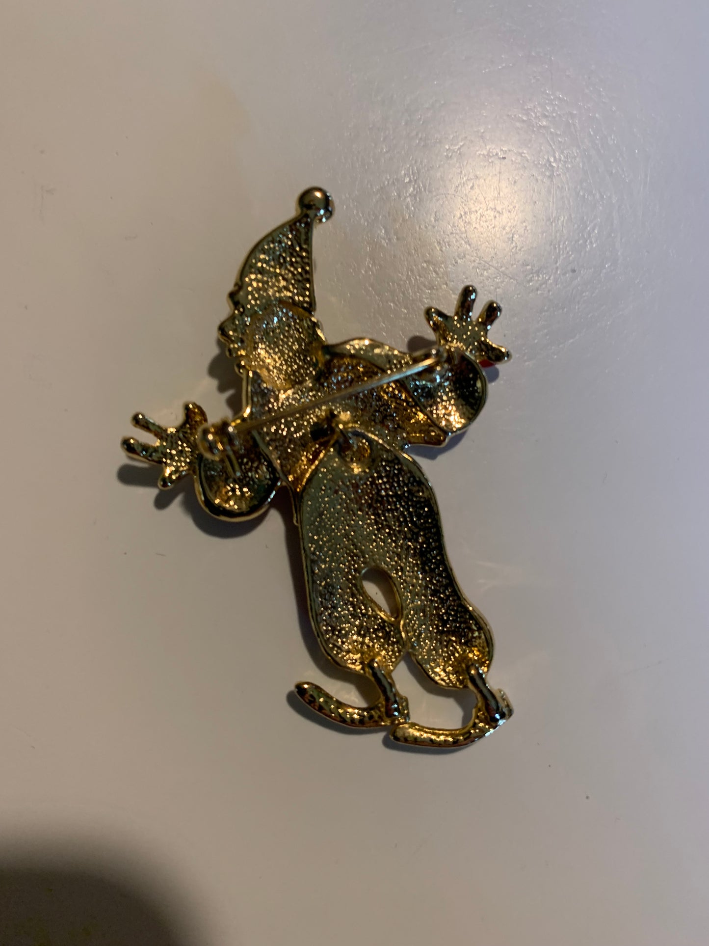 Red and White Articulated Dancing Jester Brooch circa 1960s