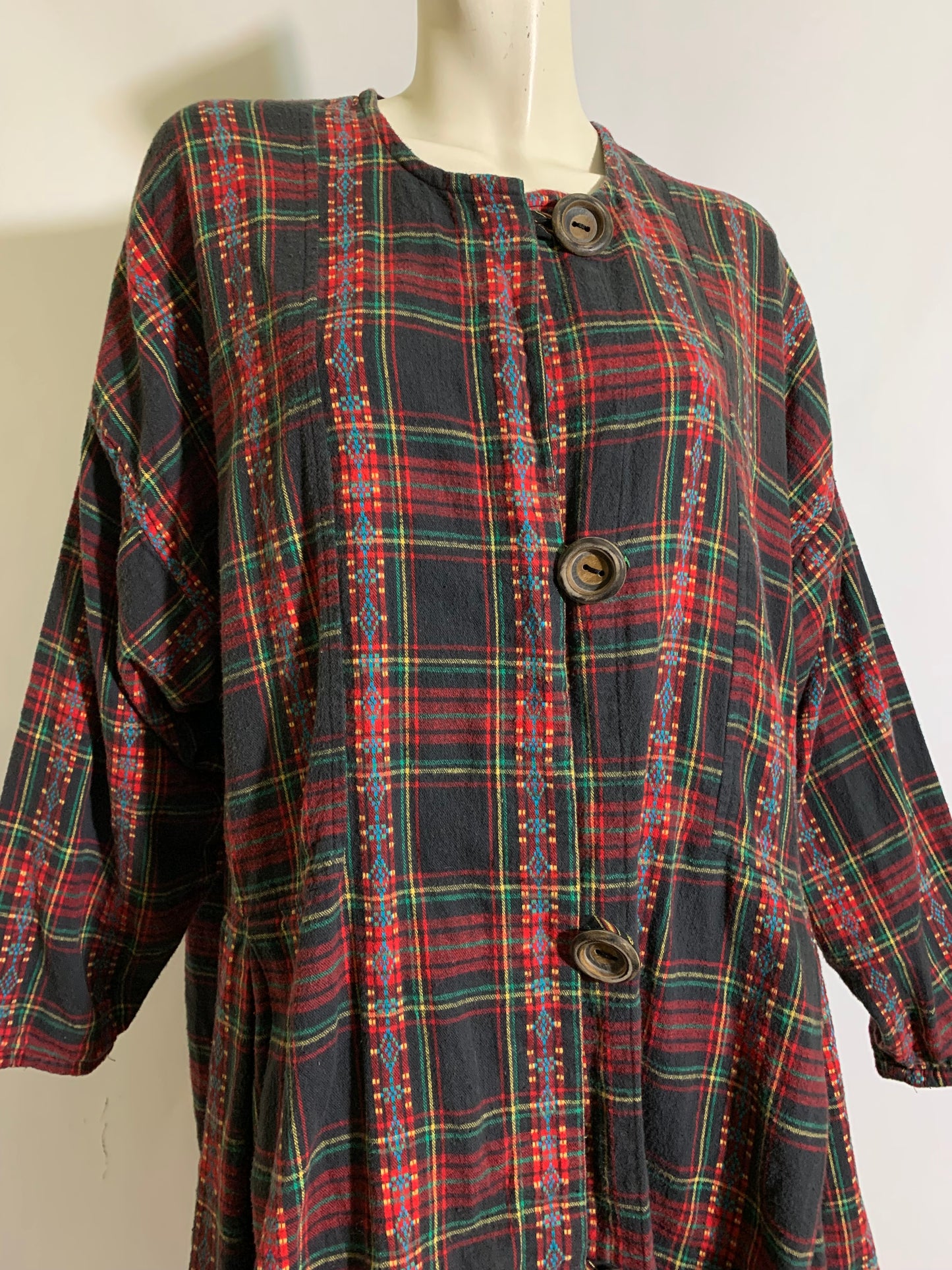 Plaid Flannel Coat Dress circa 1990s