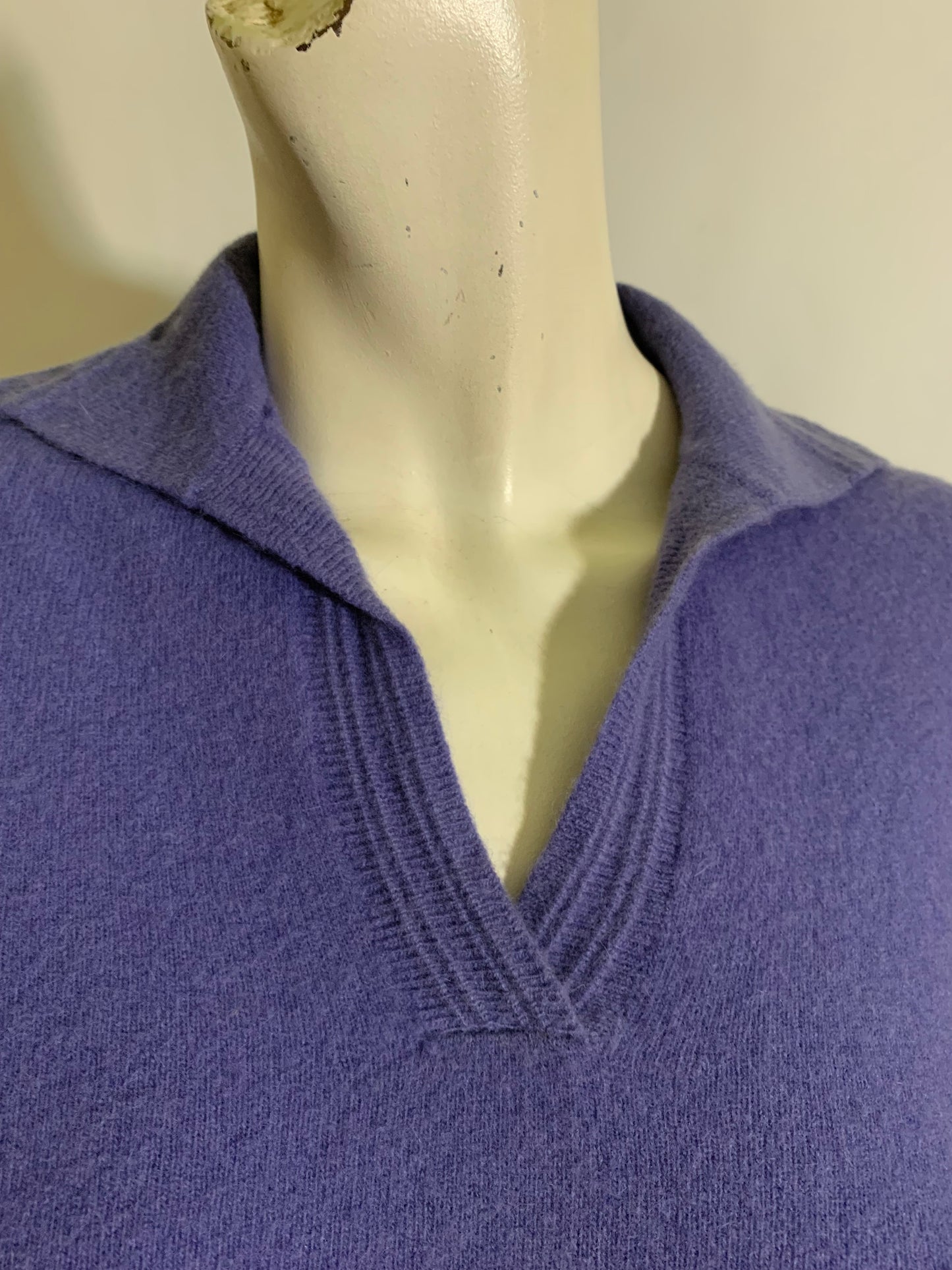 Lavender Orlon Sweater V Neck and Collar circa 1960s