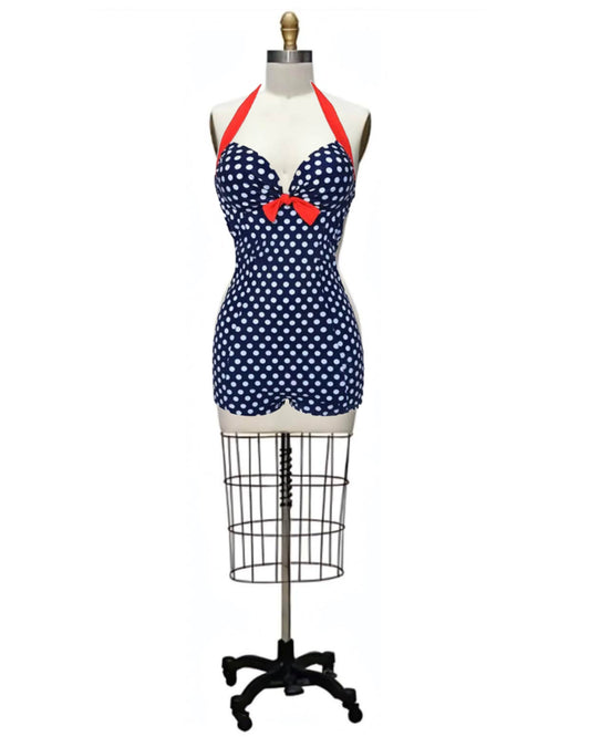 Calender Girl- the Polka Dot (or Cherry) Print 1950s Style Swimsuit