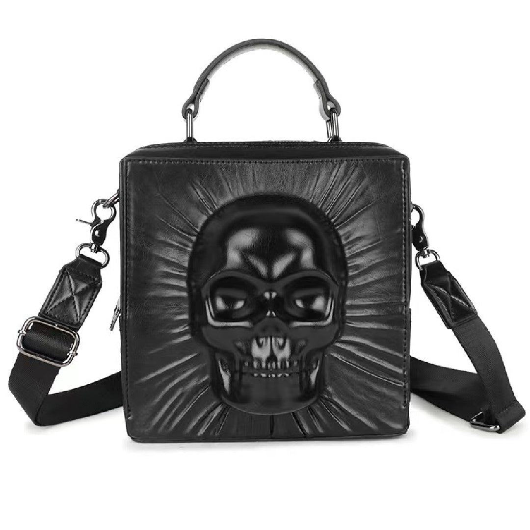 Medium Square Bag Zip Front Black