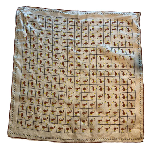 Ringmaster Novelty Print Silk Handkerchief circa 1960s