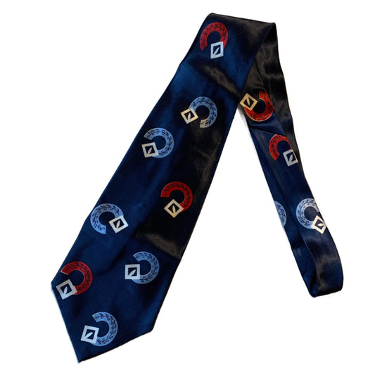 Art Deco Laurel Wreath Print Blue, White and Red Silk Men's Tie circa 1940s