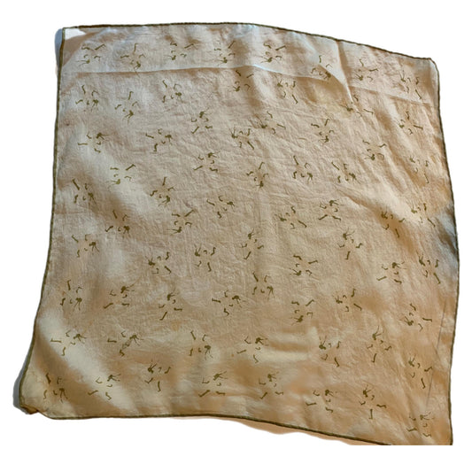 Little Girl with Pig Tail Novelty Print Silk Handkerchief circa 1960s
