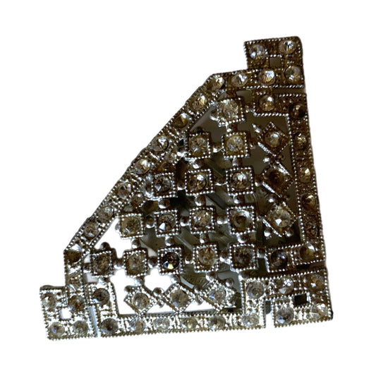 Large Silver Pot Metal Rhinestone Fur Clip circa 1930s