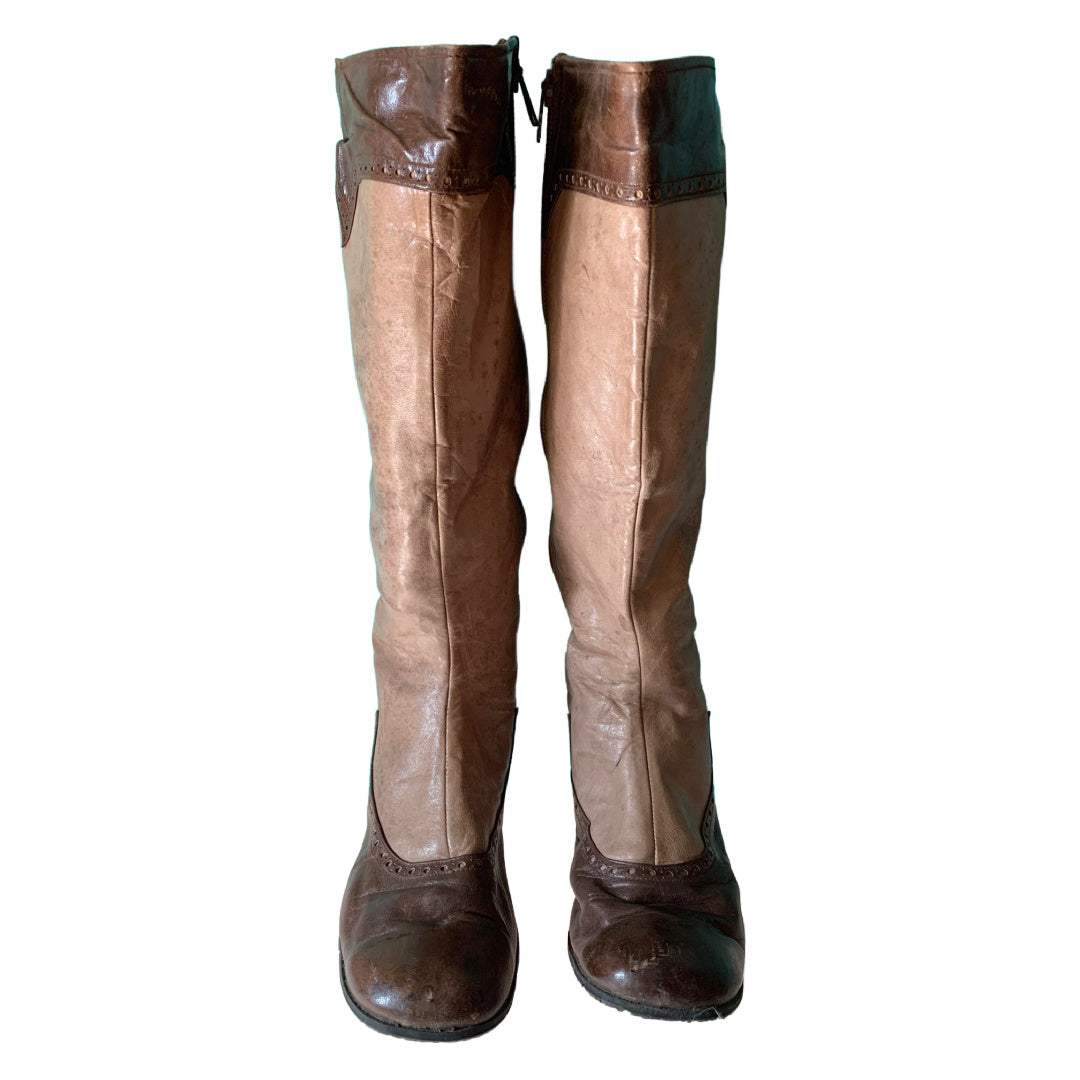 Spat Style Knee High Zip Side Fashion Boots circa 1970s