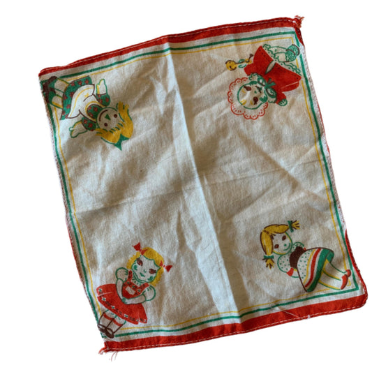 Little Dolly Print Handkerchief circa 1940s