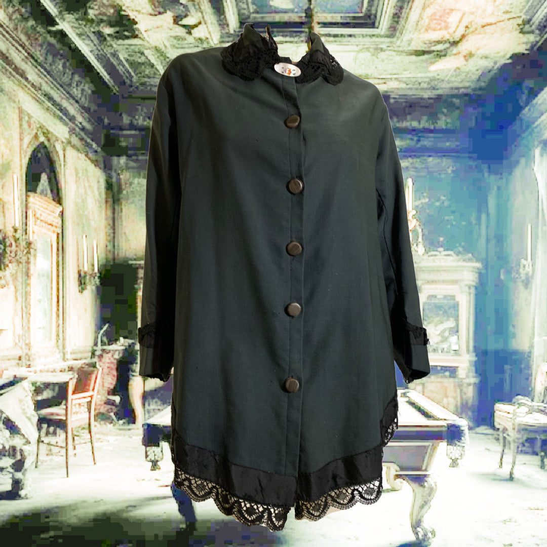 Grey Black Cotton Button Front Riding Jacket circa 1890s