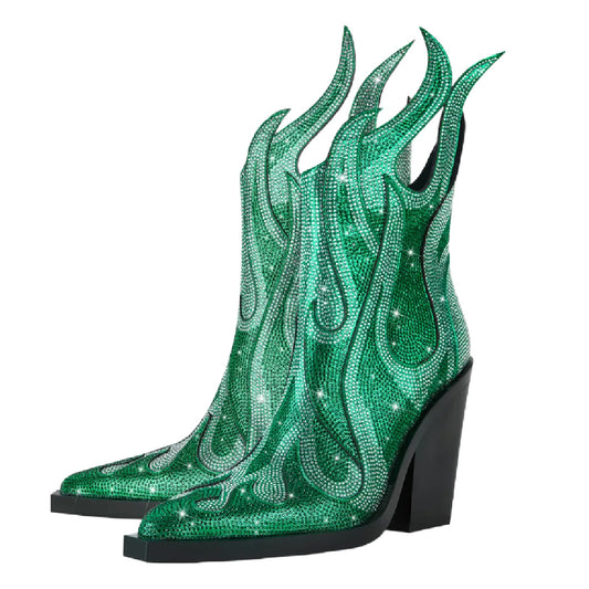 Flambé- the Flame Cutwork Glittery Ankle Boots