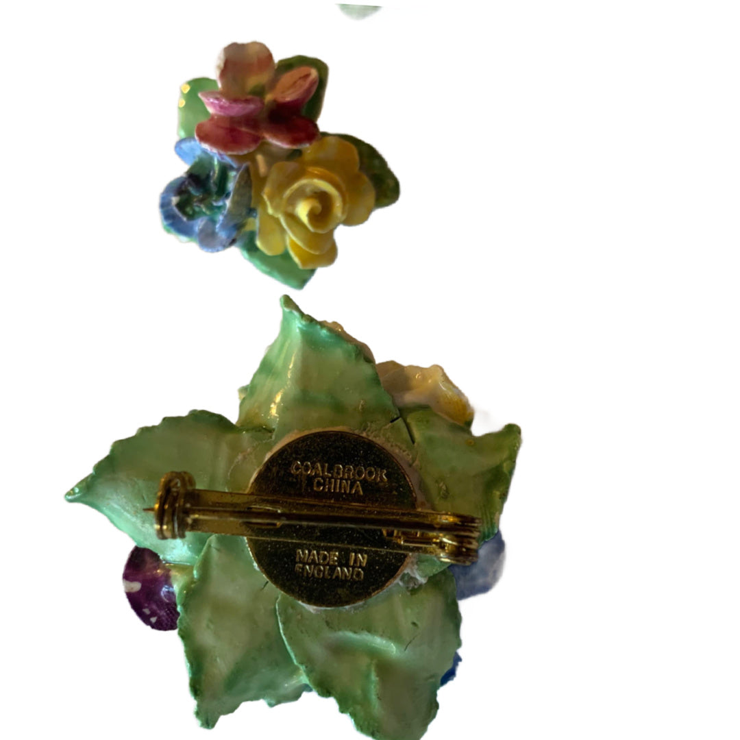 Coalbrook China Flower Brooch and Earring Demi Set circa 1950s