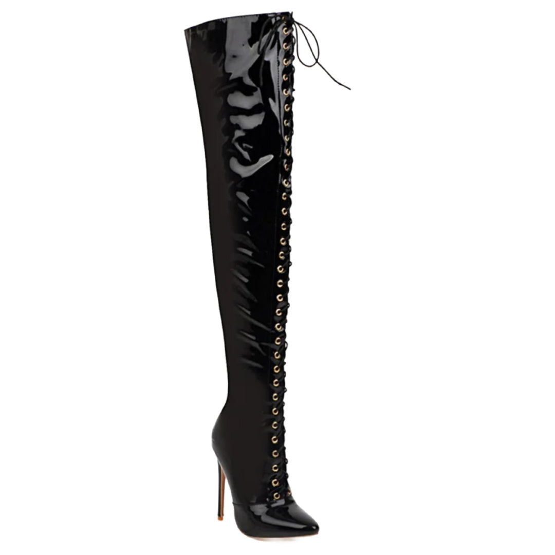 Vinyl Heels and popular over the knee boots