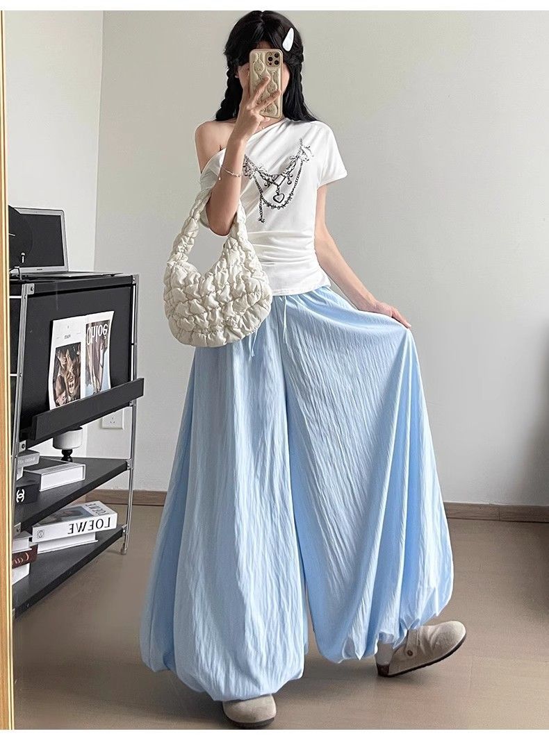 Cleo- the Crinkled Solid Colored Cuffed Ankle Wide Leg Pants 5 Colors