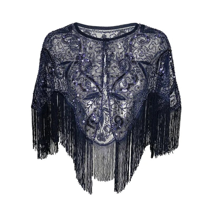 Florence- the Lace 1920s Style Caplet with Fringe 10 Colors