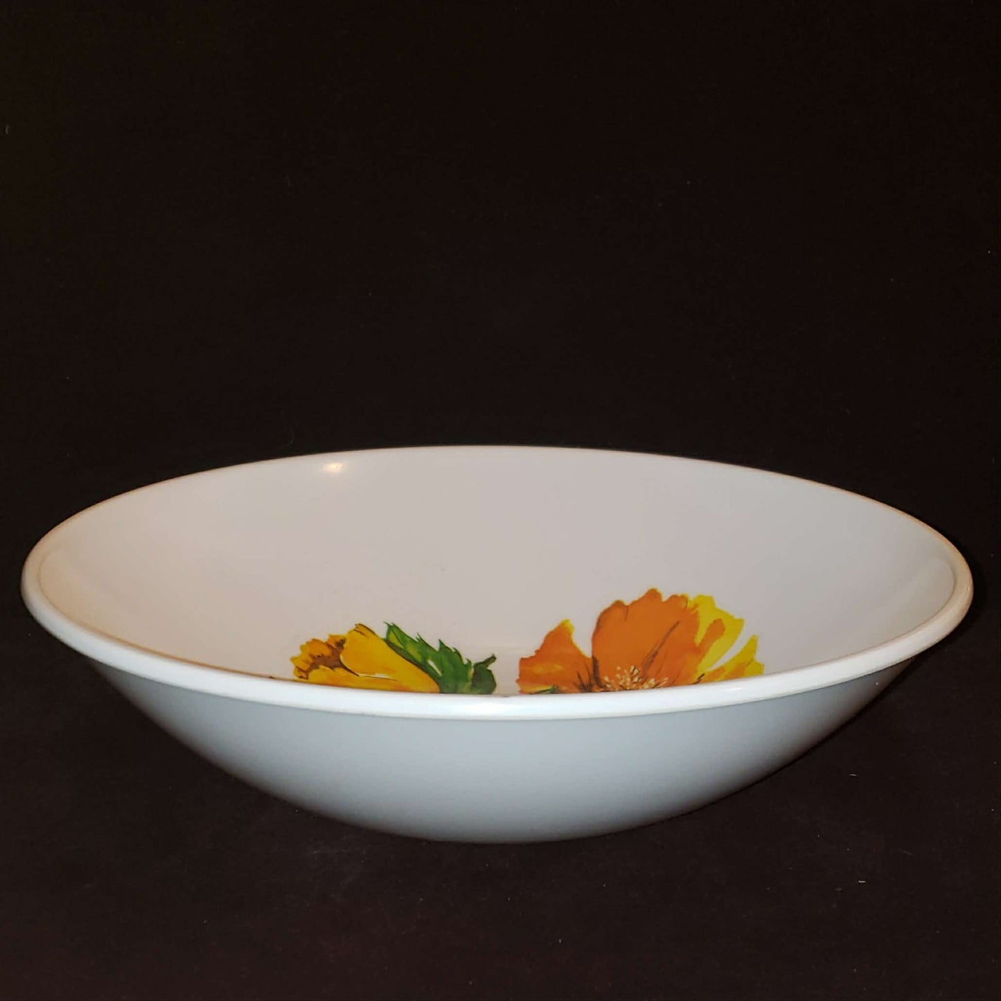 Sunshine Yellow Flower Design Melmac 1960s Bowl