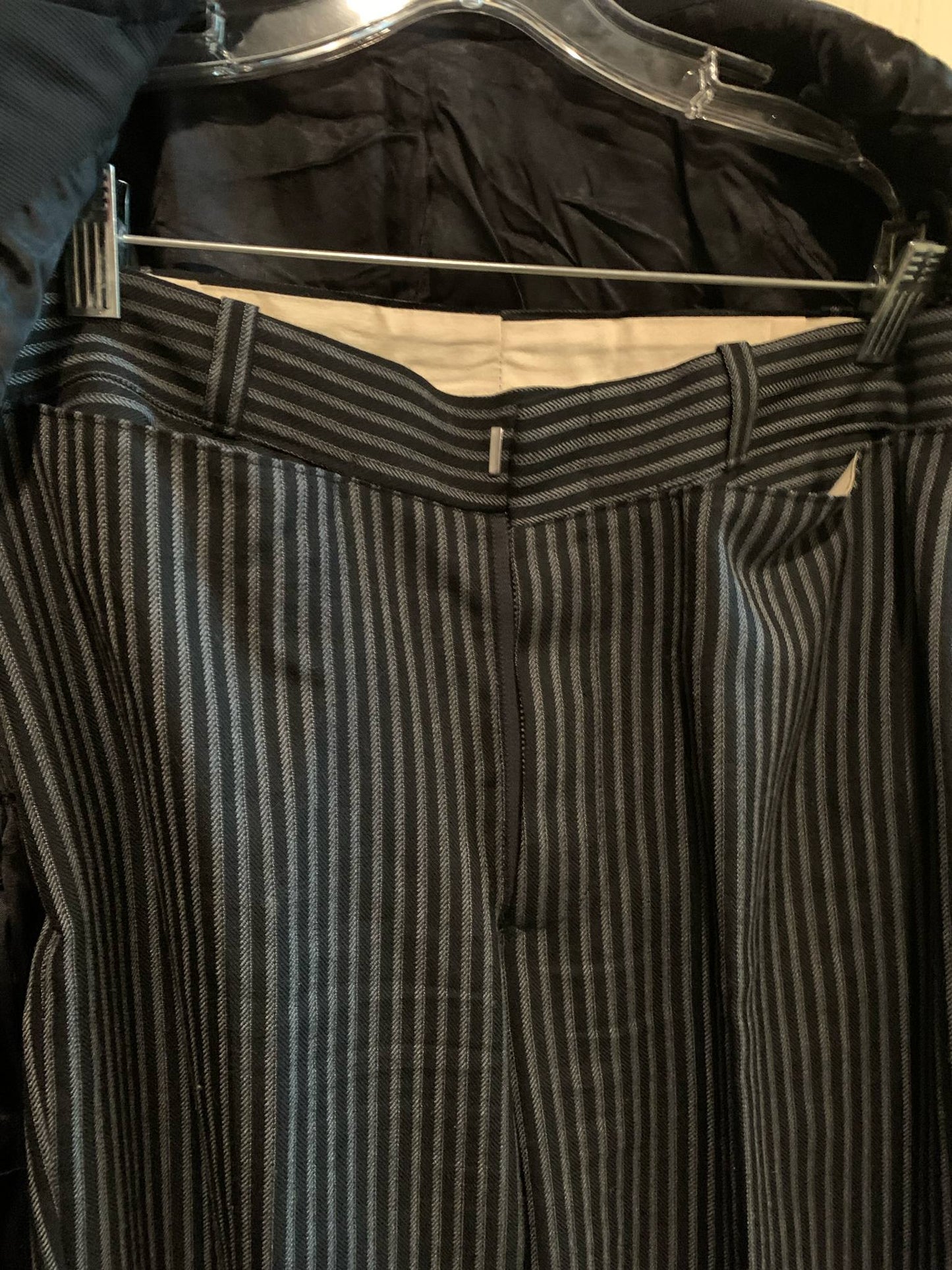 Black Tuxedo Jacket with Pinstriped Pants Morning Suit circa 1930s