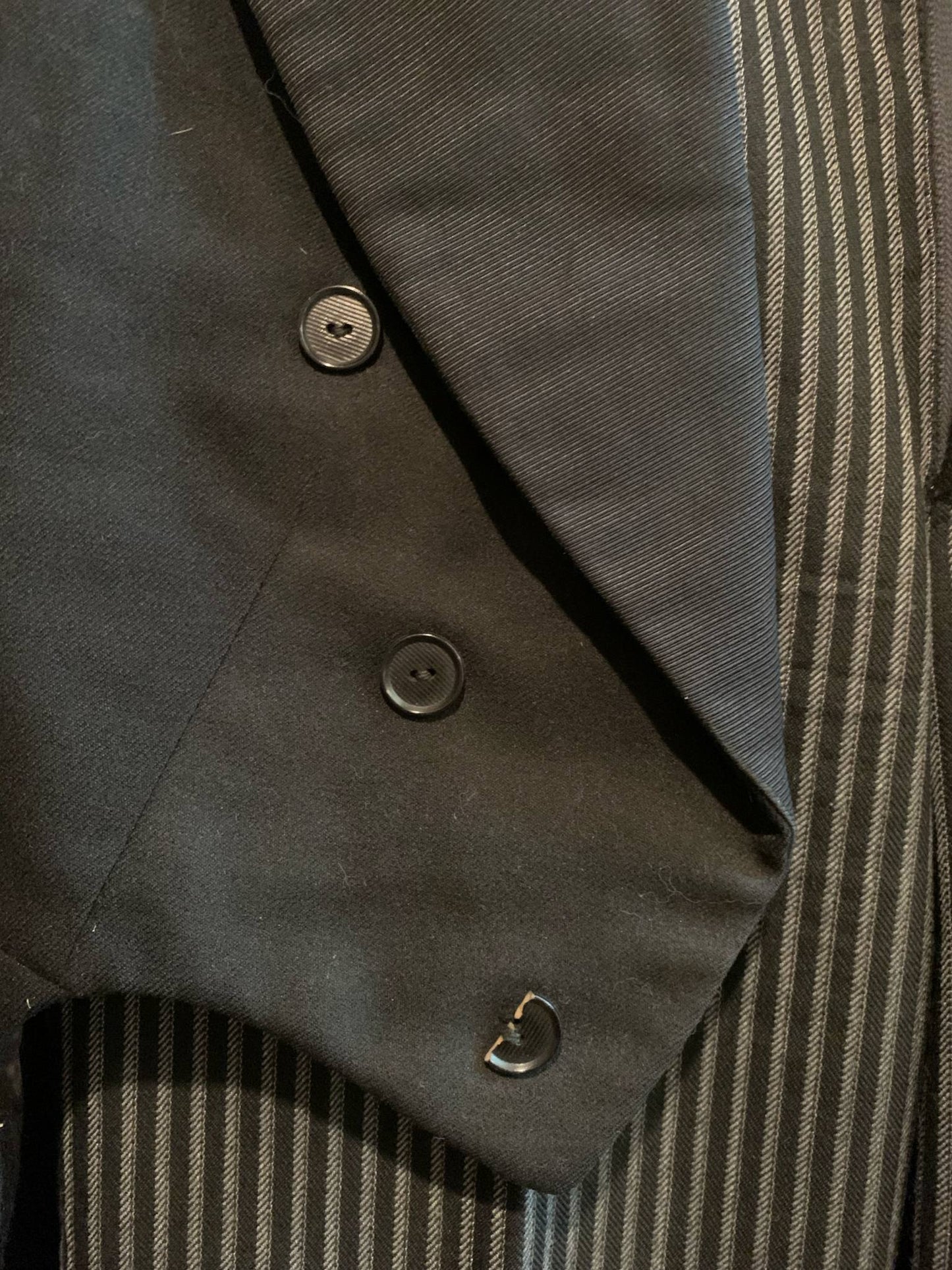 Black Tuxedo Jacket with Pinstriped Pants Morning Suit circa 1930s