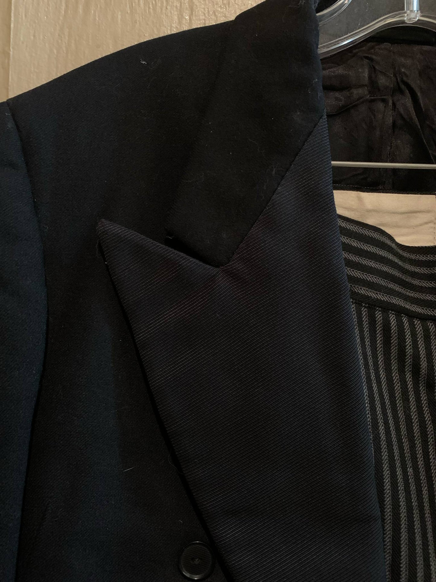 Black Tuxedo Jacket with Pinstriped Pants Morning Suit circa 1930s