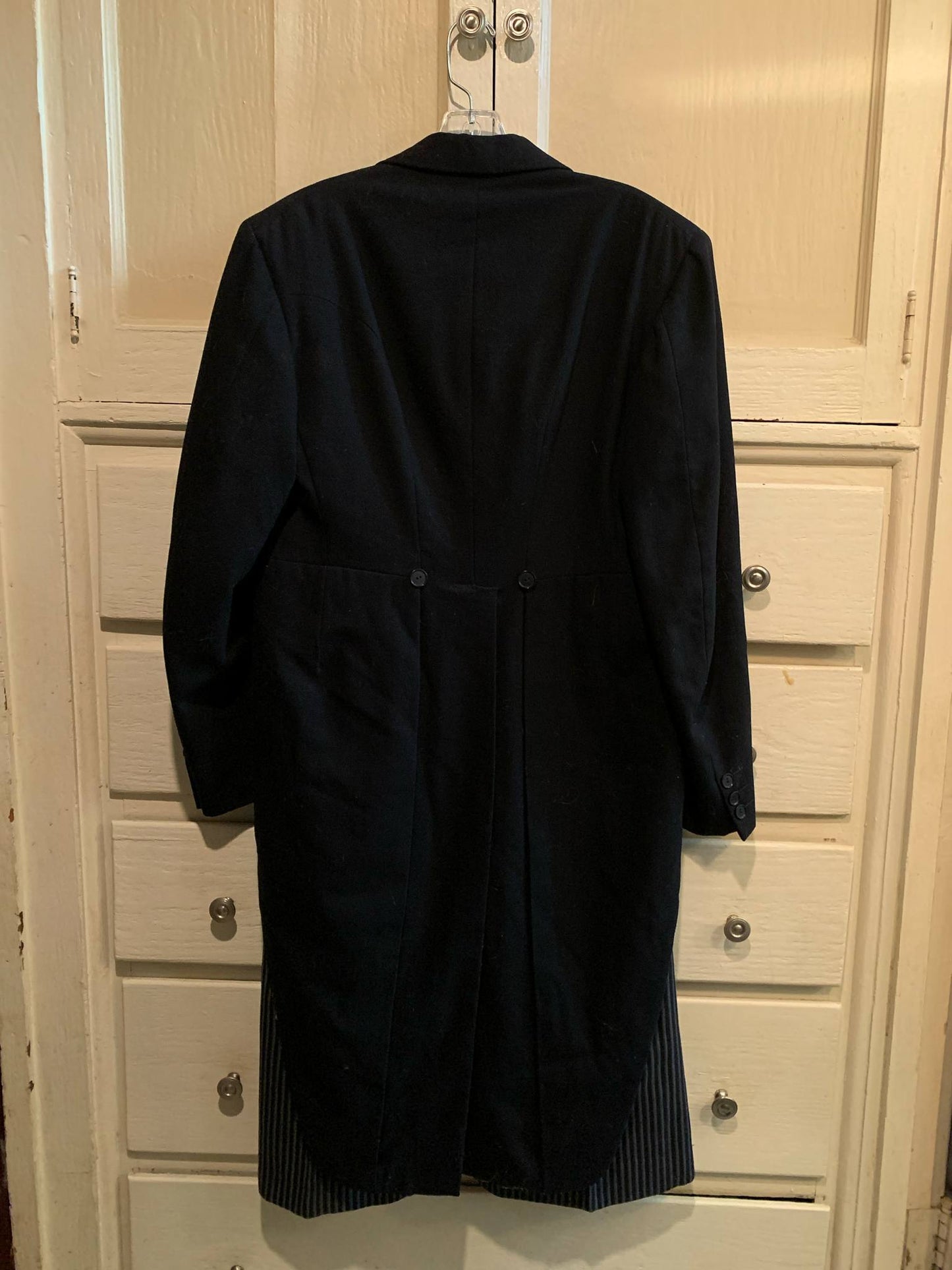 Black Tuxedo Jacket with Pinstriped Pants Morning Suit circa 1930s