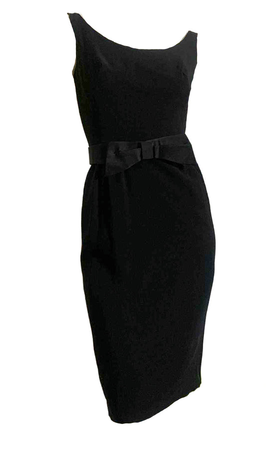 Audrey Hepburn-worthy Little Black Dress with Bow Belt and Low Back circa 1960s