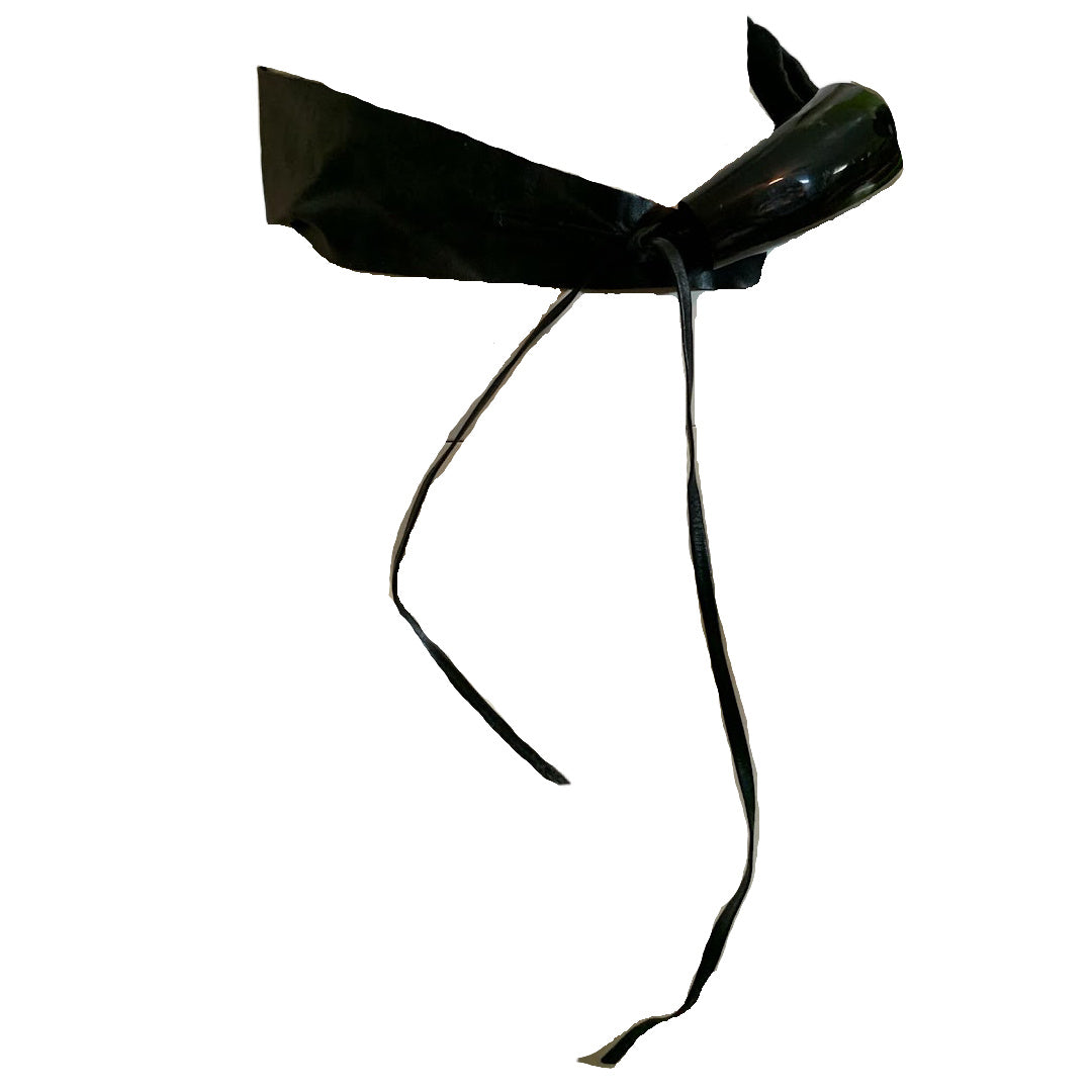 Black Leather Faux Bone and Tie Closure circa 1980s