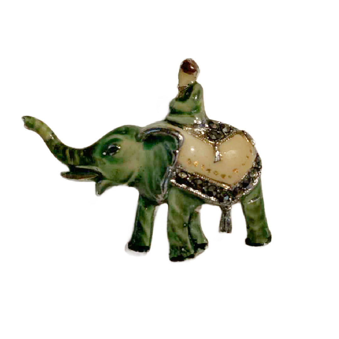 Persian Style Man on Elephant Brooch circa 1970s