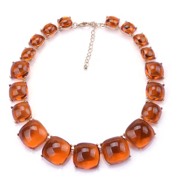 Connie- the Colored Cabachon Bib Necklace 5 Colors