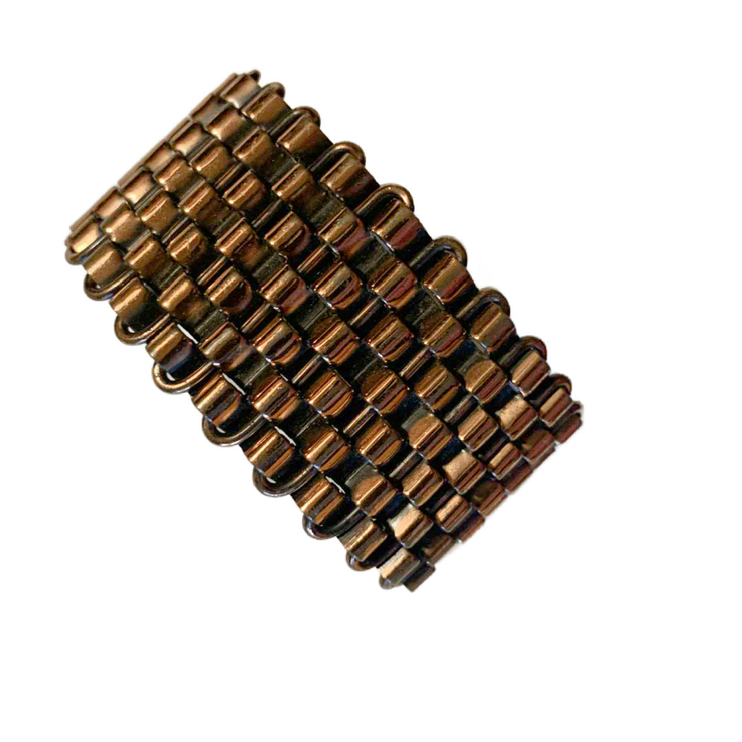Classic Basket Weave Copper Cuff Bracelet circa 1940s