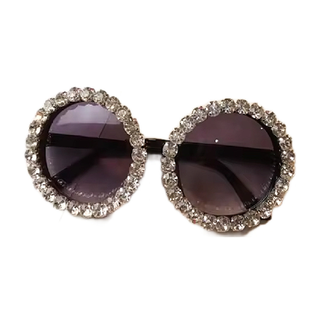 Cher- the Round Rhinestone Frame Sunglasses 3 Colorws