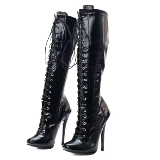 Felicia- the High Heeled Black Patent Fetish Boots