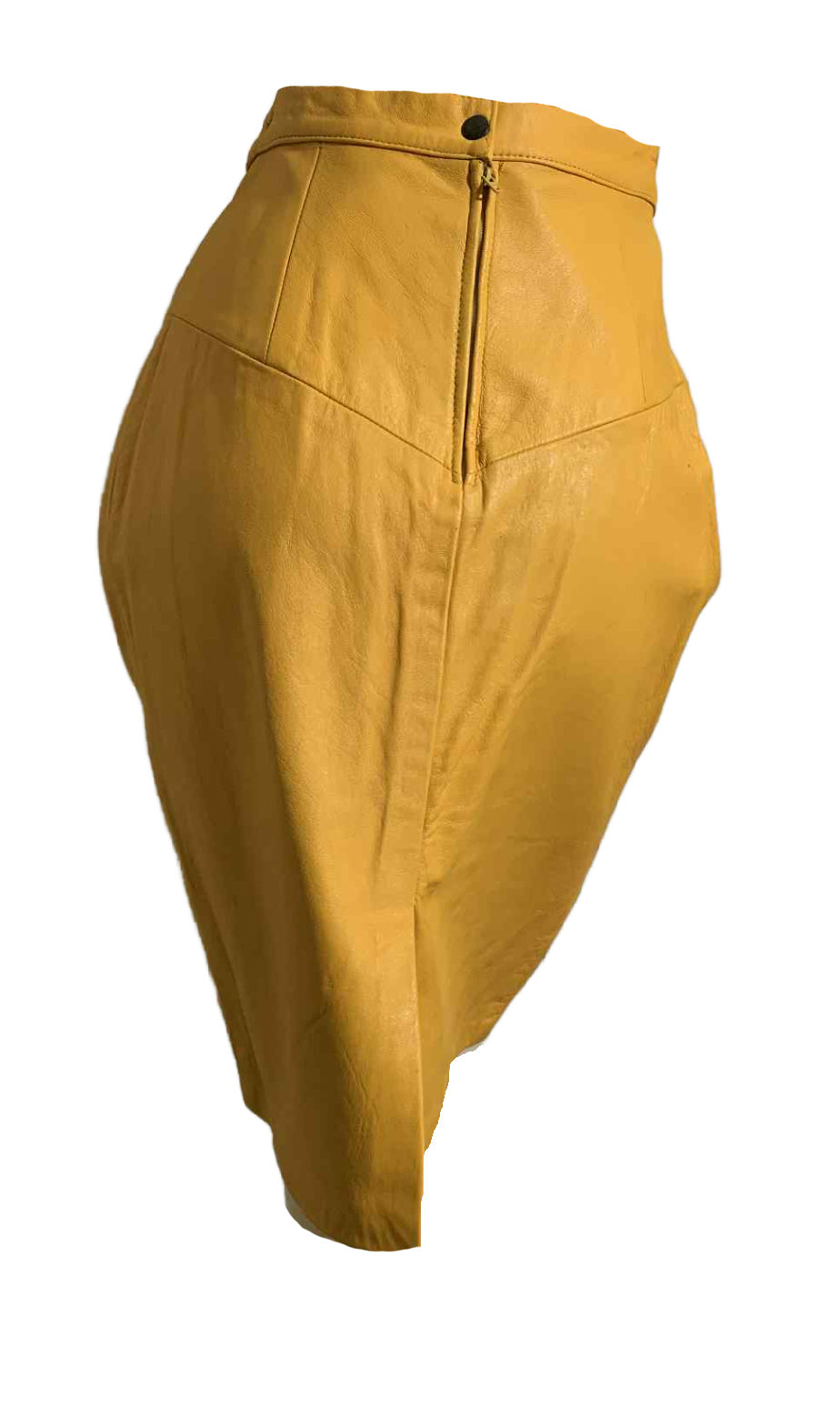 Butter Yellow Leather Pencil Skirt circa 1980s