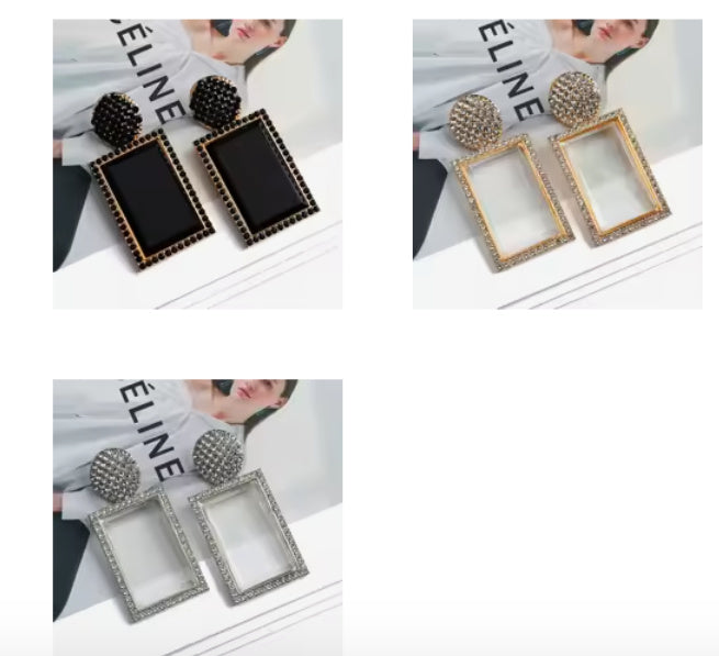 Tracey- the Faux Glass Pane Dangle Earrings 3 Colors