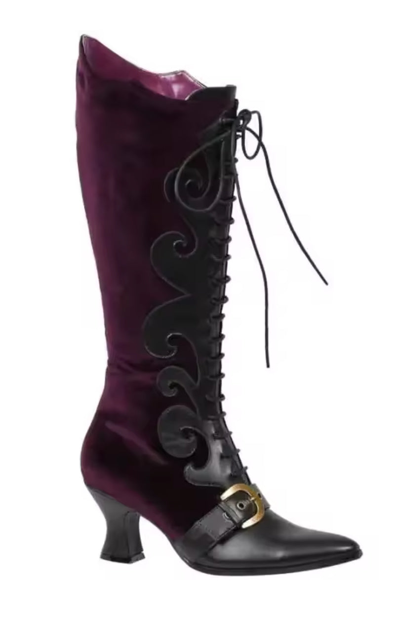 Elvira- the Goth Knee High Velvet Boots 2 Colors