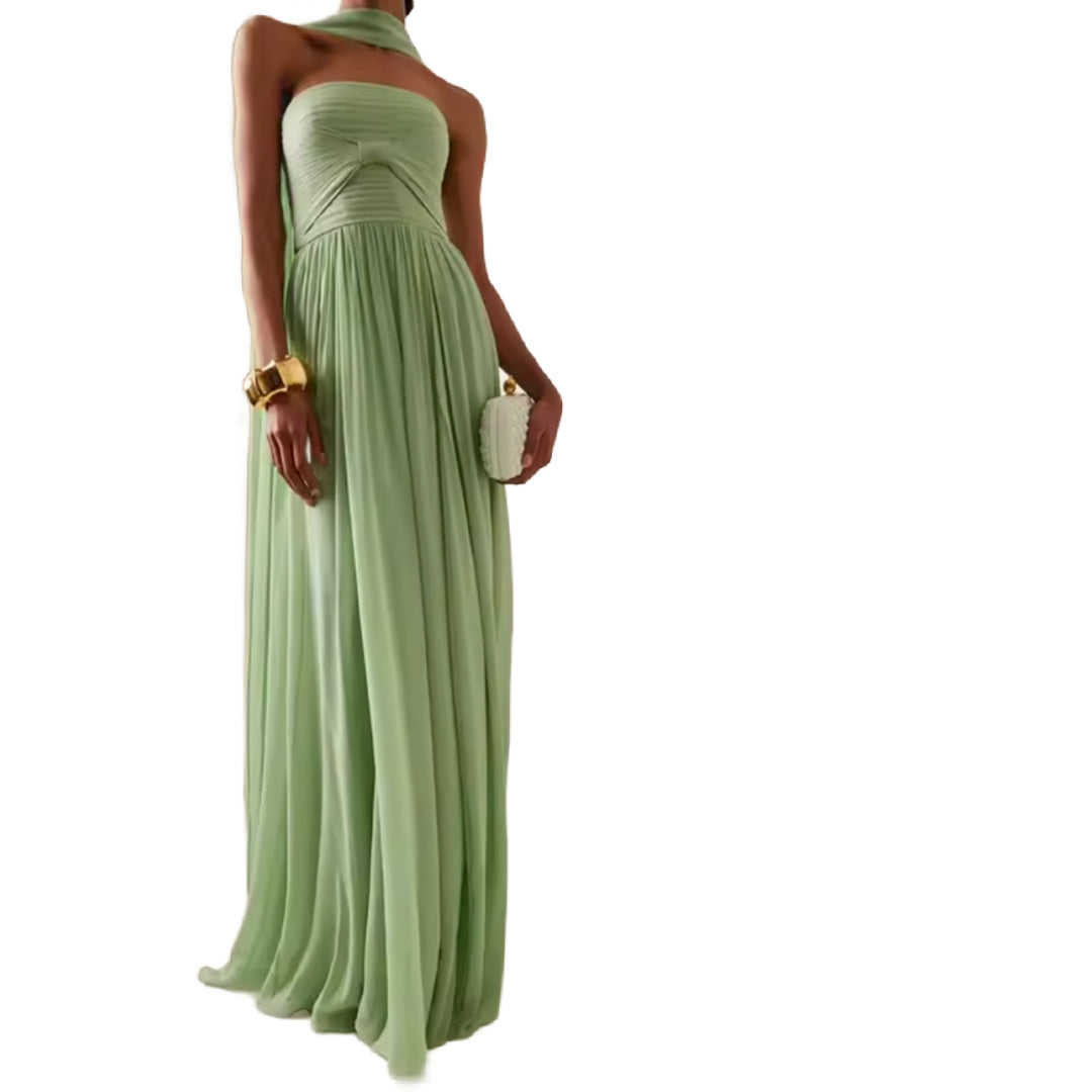 Gemma- The Seafoam Green Chiffon Evening Gown with Scarf M Gemma- The Seafoam Green Chiffon Evening Gown with Scarf M