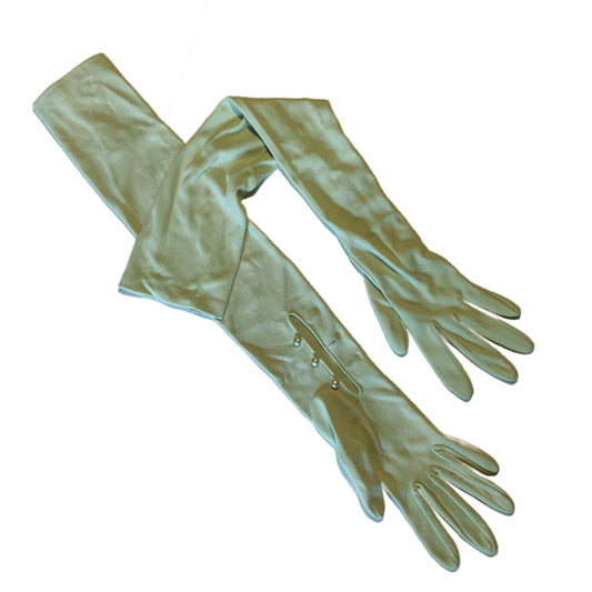 Mint Green Opera Length Nylon Gloves circa 1960s