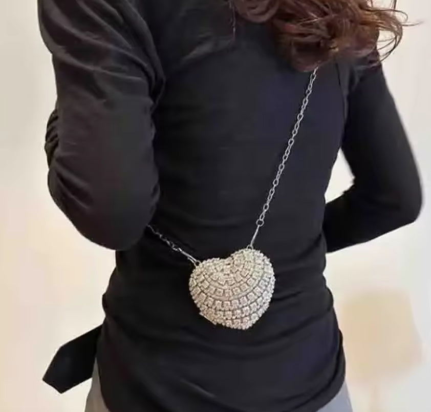 Lovey- the Miniature Heart Shaped Rhinestone Evening Bag 3 Colors