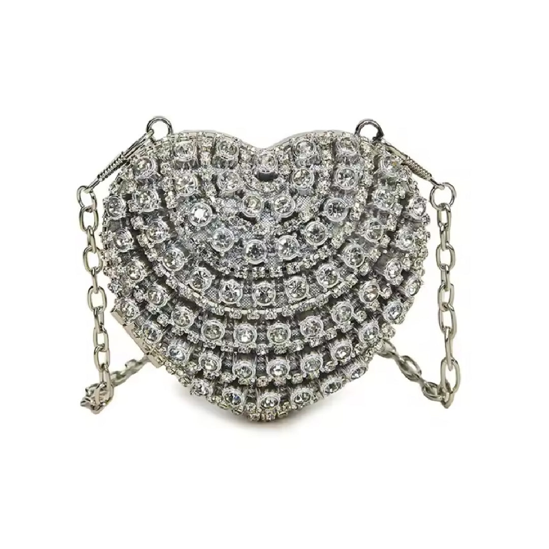 Lovey- the Miniature Heart Shaped Rhinestone Evening Bag 3 Colors