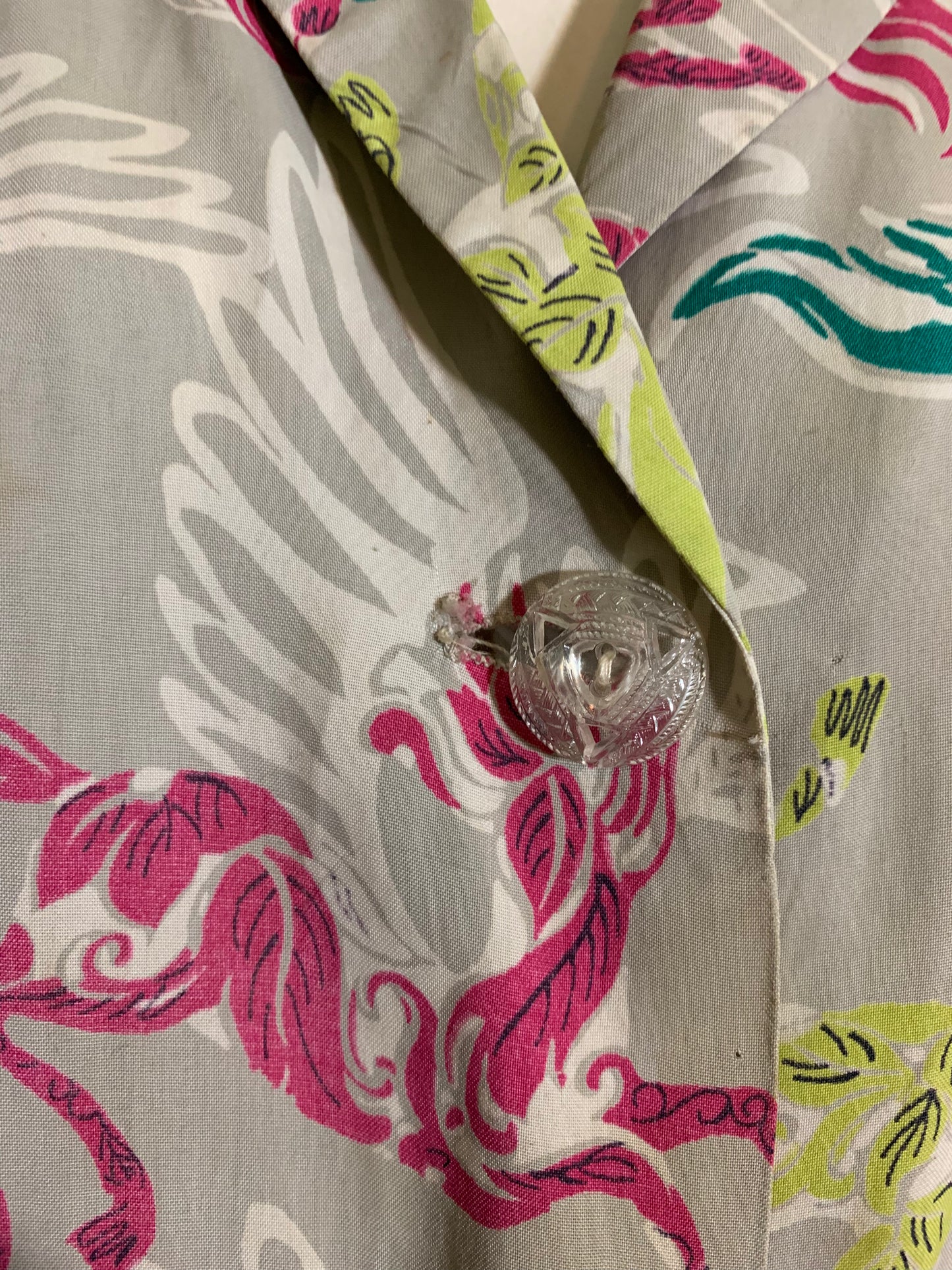 Magical Multicolored PEGASUS Novelty Print Rayon Smock Blouse circa 1940s