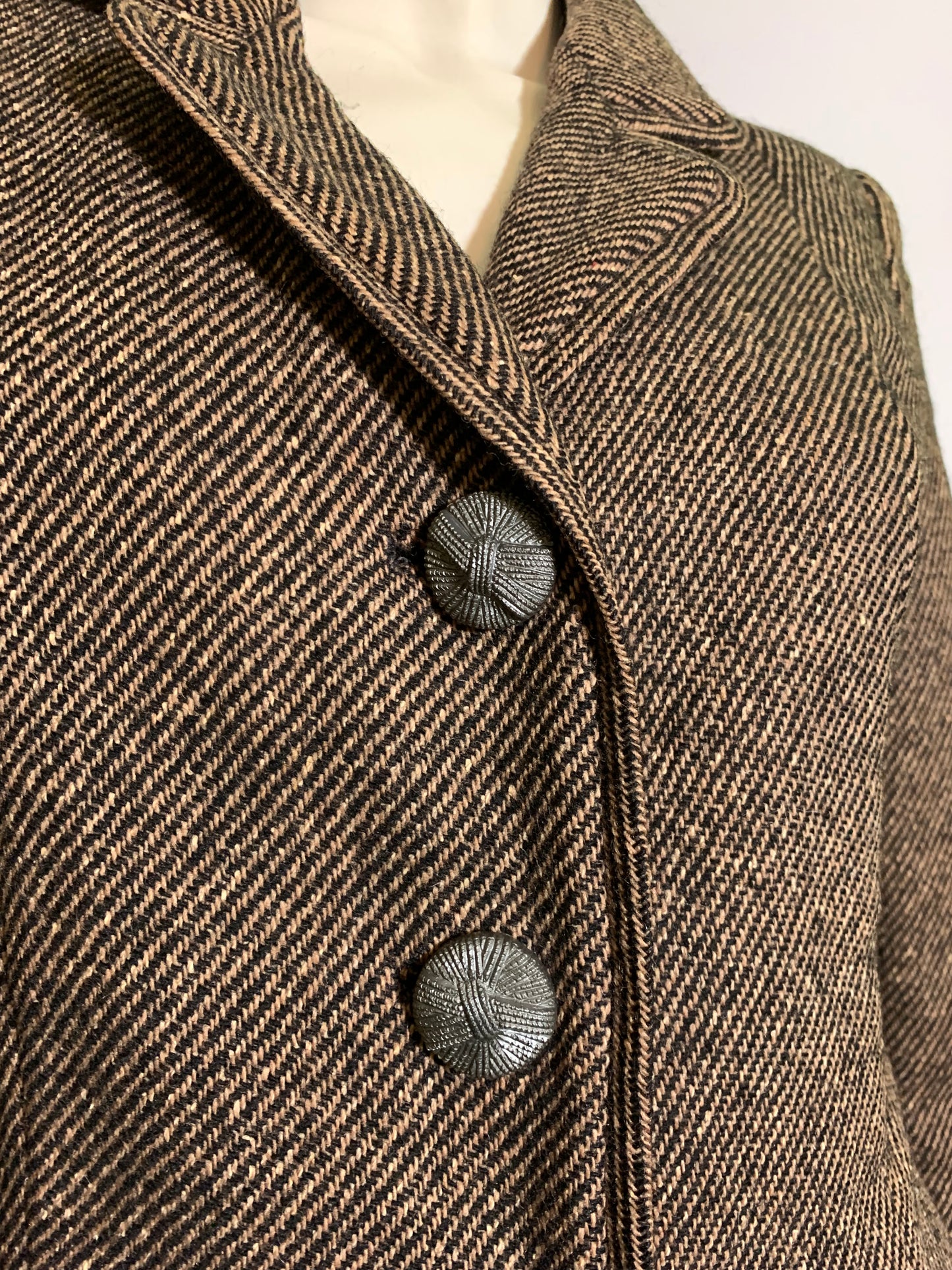 Textured Bark Brown Wool Cropped Jacket circa 1960s
