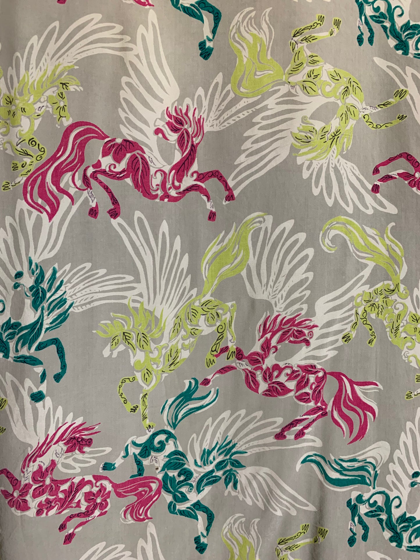Magical Multicolored PEGASUS Novelty Print Rayon Smock Blouse circa 1940s