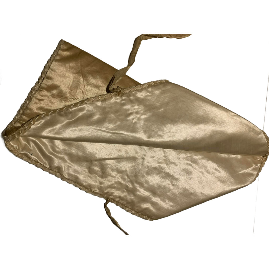 Ivory Silk Lingerie Keeper with Purple Painted Flowers & Ribbons circa 1890s