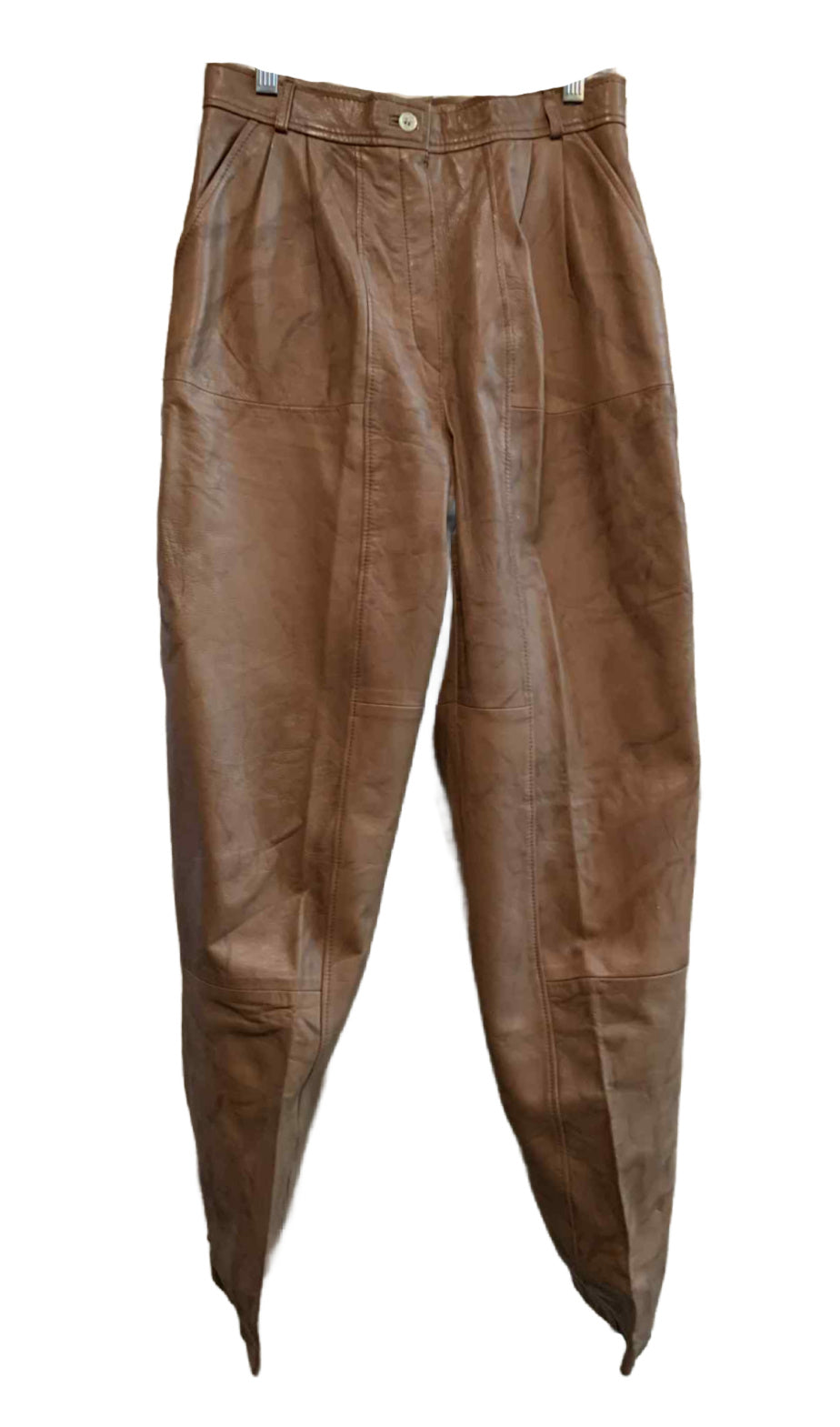Caramel and Cocoa Brown Marbled Leather High Waist Pants circa 1980s