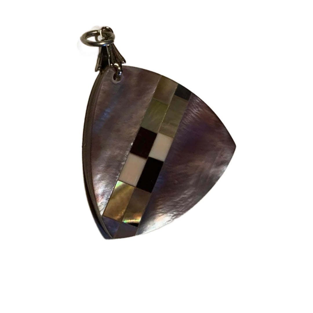 Abalone Shell and Stone Mosaic Pendant circa 1980s
