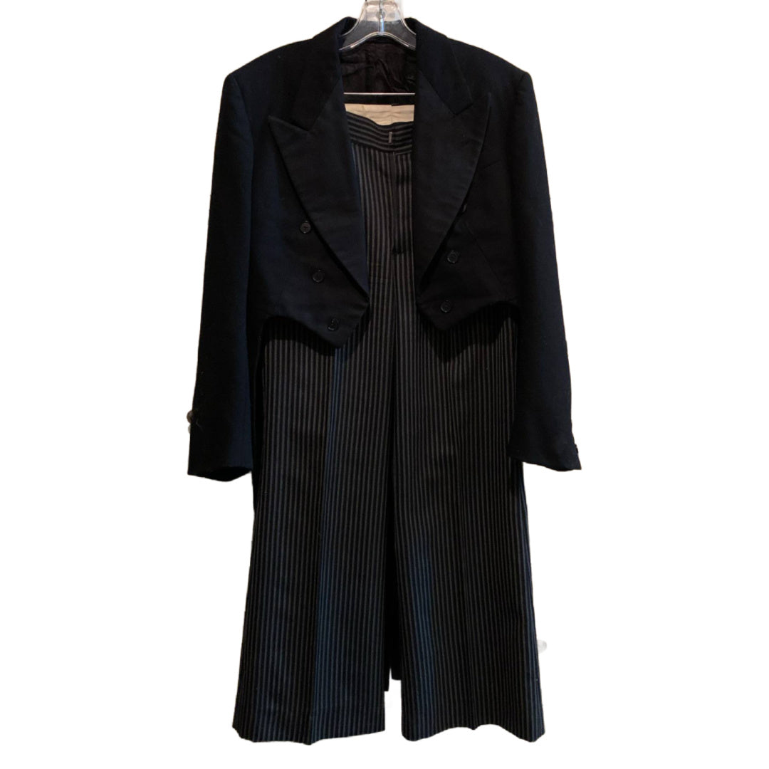 Black Tuxedo Jacket with Pinstriped Pants Morning Suit circa 1930s