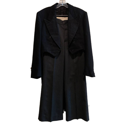 Black Tuxedo Jacket with Pinstriped Pants Morning Suit circa 1930s