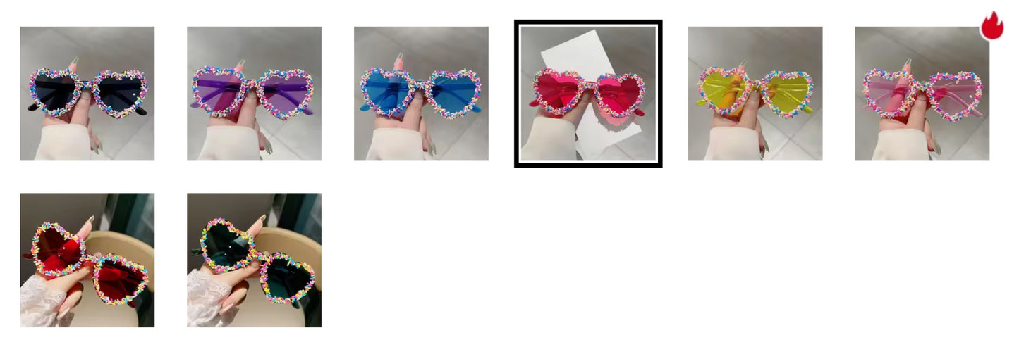 Stacy- the Candy Sprinkle Heart Shaped Glasses 8 Colors