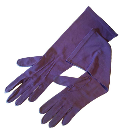Violet Brushed Nylon Gloves circa 1960s