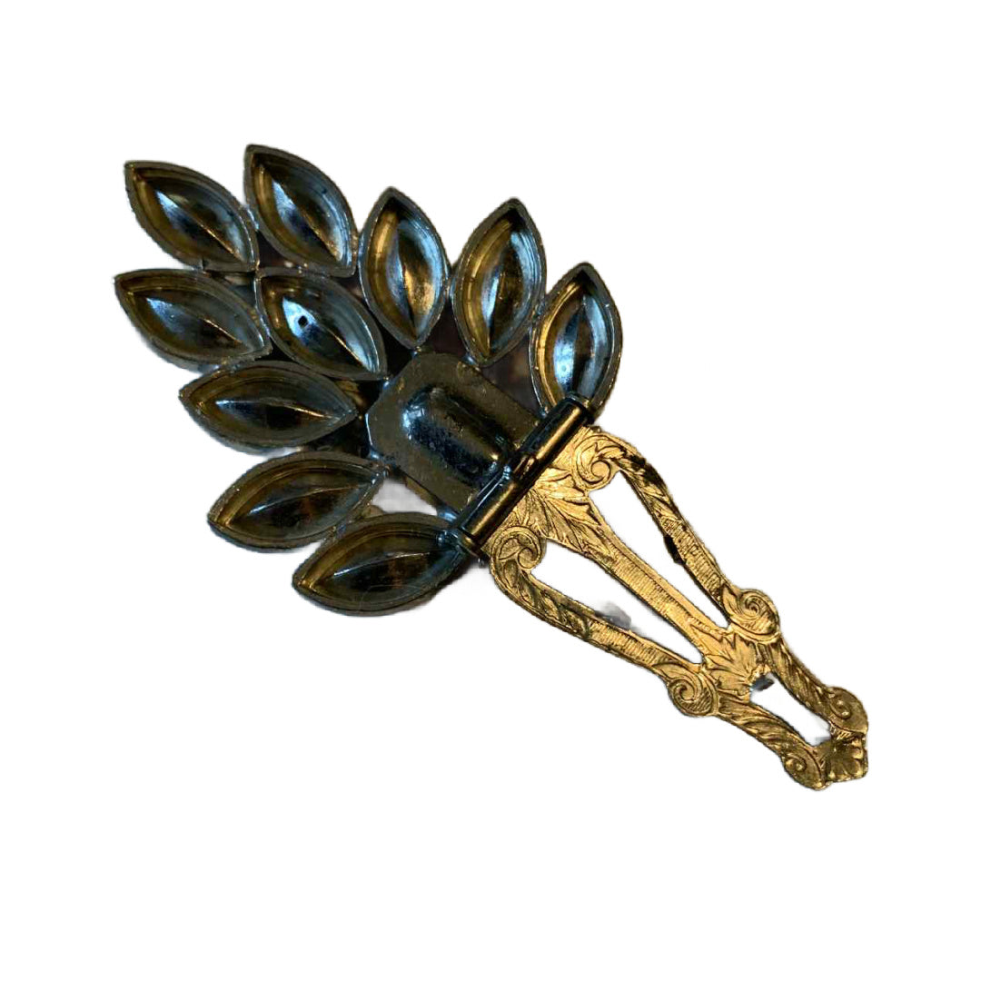Czech Glass Rainbow Colors Large Fur Clip circa 1930s