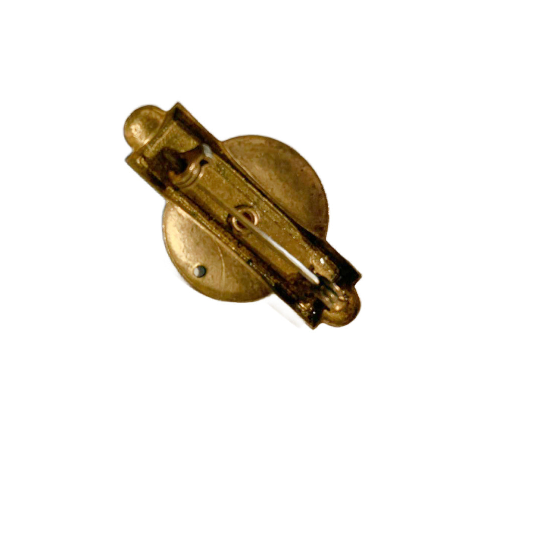 Gold Plated Red Rhinestone Tiny Brooch Pendant circa 1920s