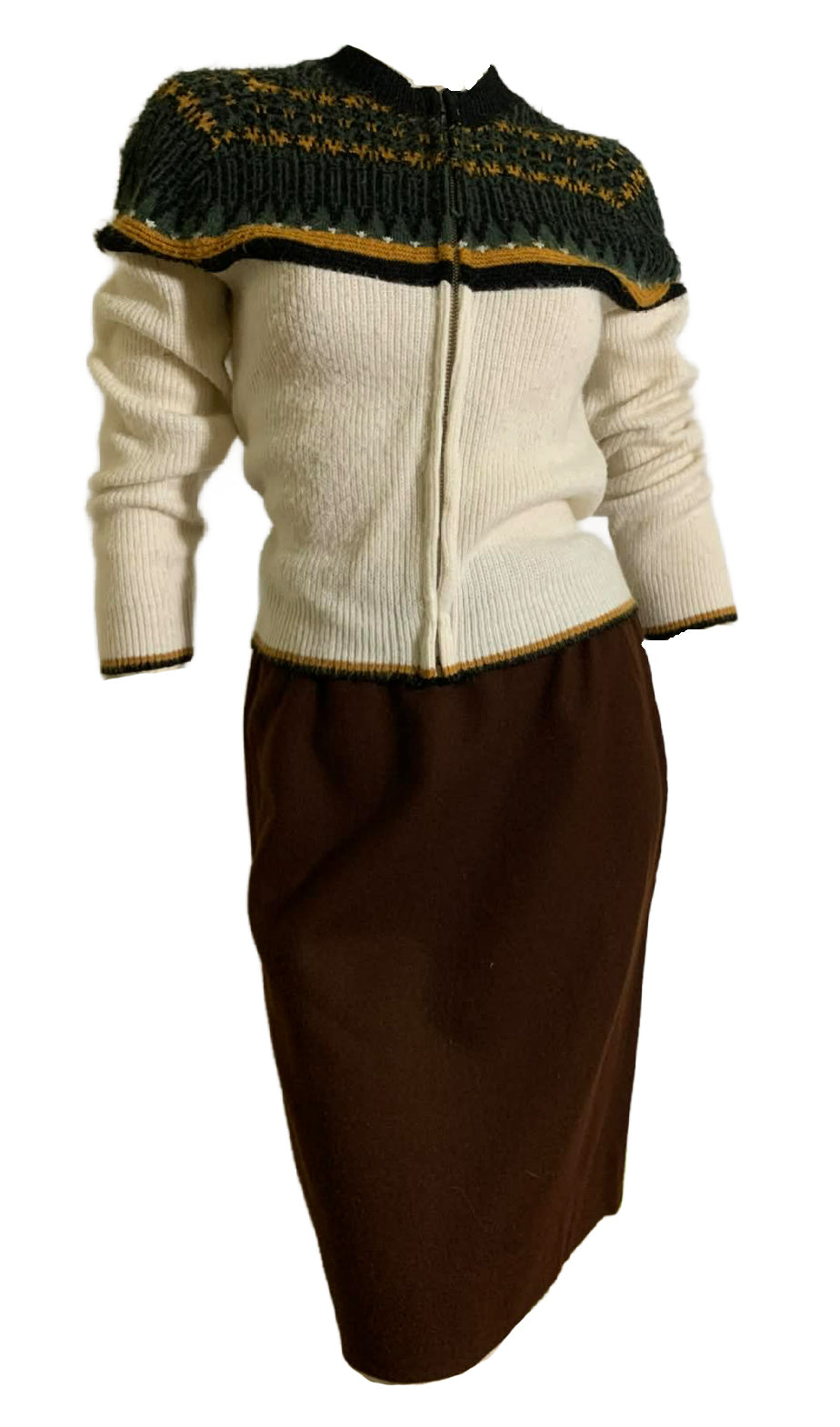 Chocolate Brown Wool Pencil Skirt circa 1960s