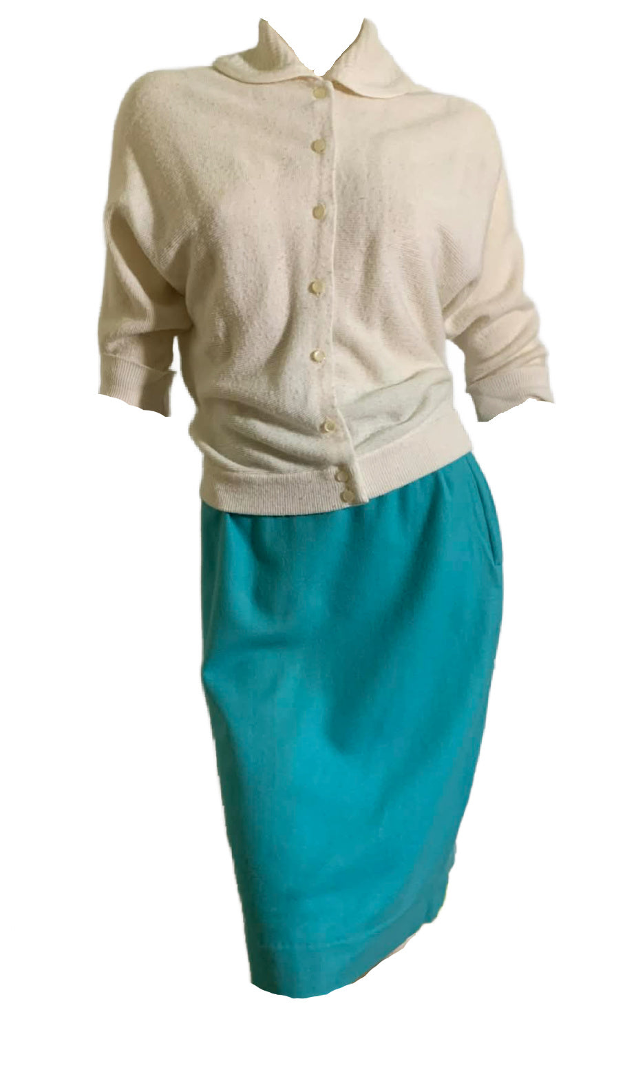 Winter White Button Front Sweater circa 1960s